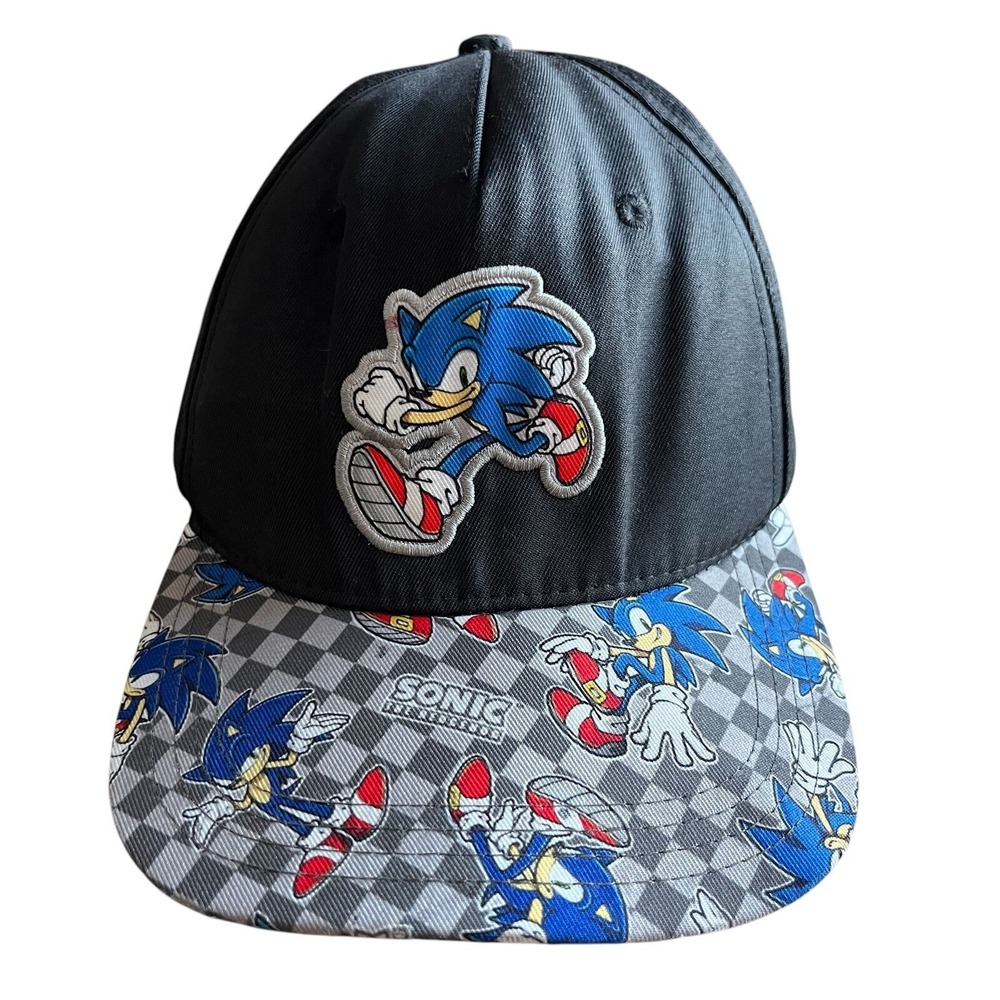 Sonic The Hedgehog Sega Baseball Hat Cap Adult Snapback Black Embroidered Patch